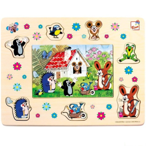 Puzzle na desce - Krtek a přátelé 2v1, 13ks (Bino)