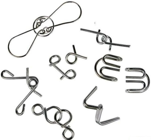 Hlavolam kovový - Set 7 malých drátěných hlavolamů (Legler)