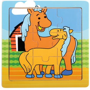 Puzzle pro nejmenší - Na desce, Koníci, 9ks (Bino)