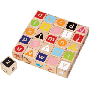 Kostky - Přírodní, ABC kostky s angličtinou 26ks (Wonderworld)