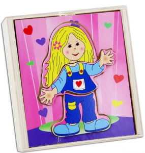 Puzzle oblékání - Šatní skříň holka s grimasou, 12ks