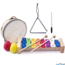 Hudba - Muzikální set, 4 nástroje, S trianglem (Woody)