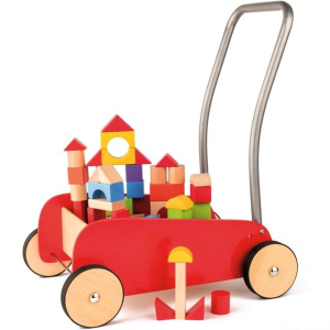 Kostky - Barevné ve vozíku, 50ks (Woody)